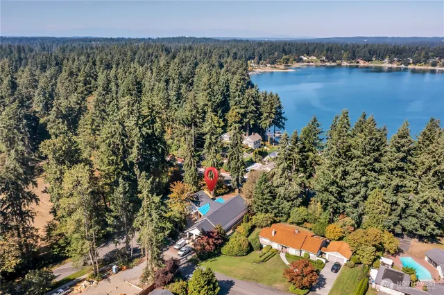 an aerial view of a house