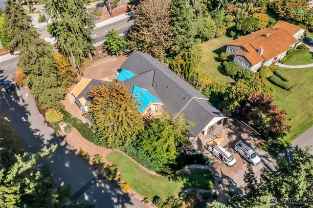 an aerial view of a house