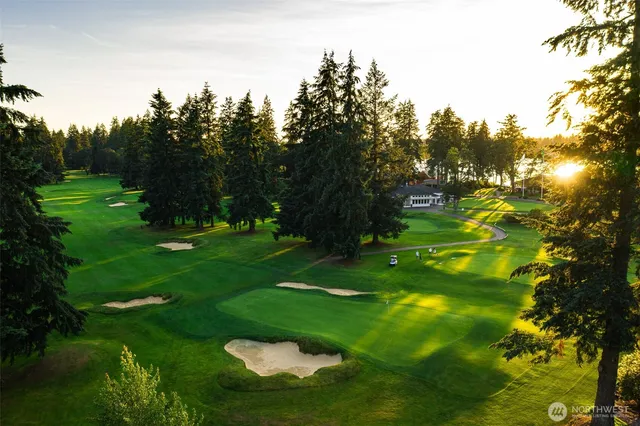 a view of a golf course with a garden