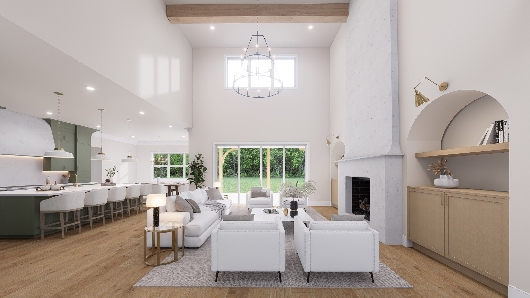 6853 Cross Keys Road College Grove, TN 37046 - Photo 13 of 74 a living room with furniture chandelier and a fireplace