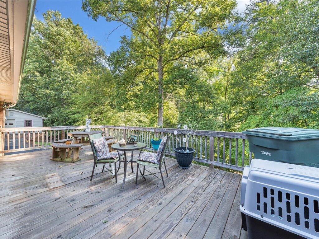 525 Mulberry Road Ridgeway, VA 24148 - Photo 43 of 55 a view of a deck with chairs and wooden floor
