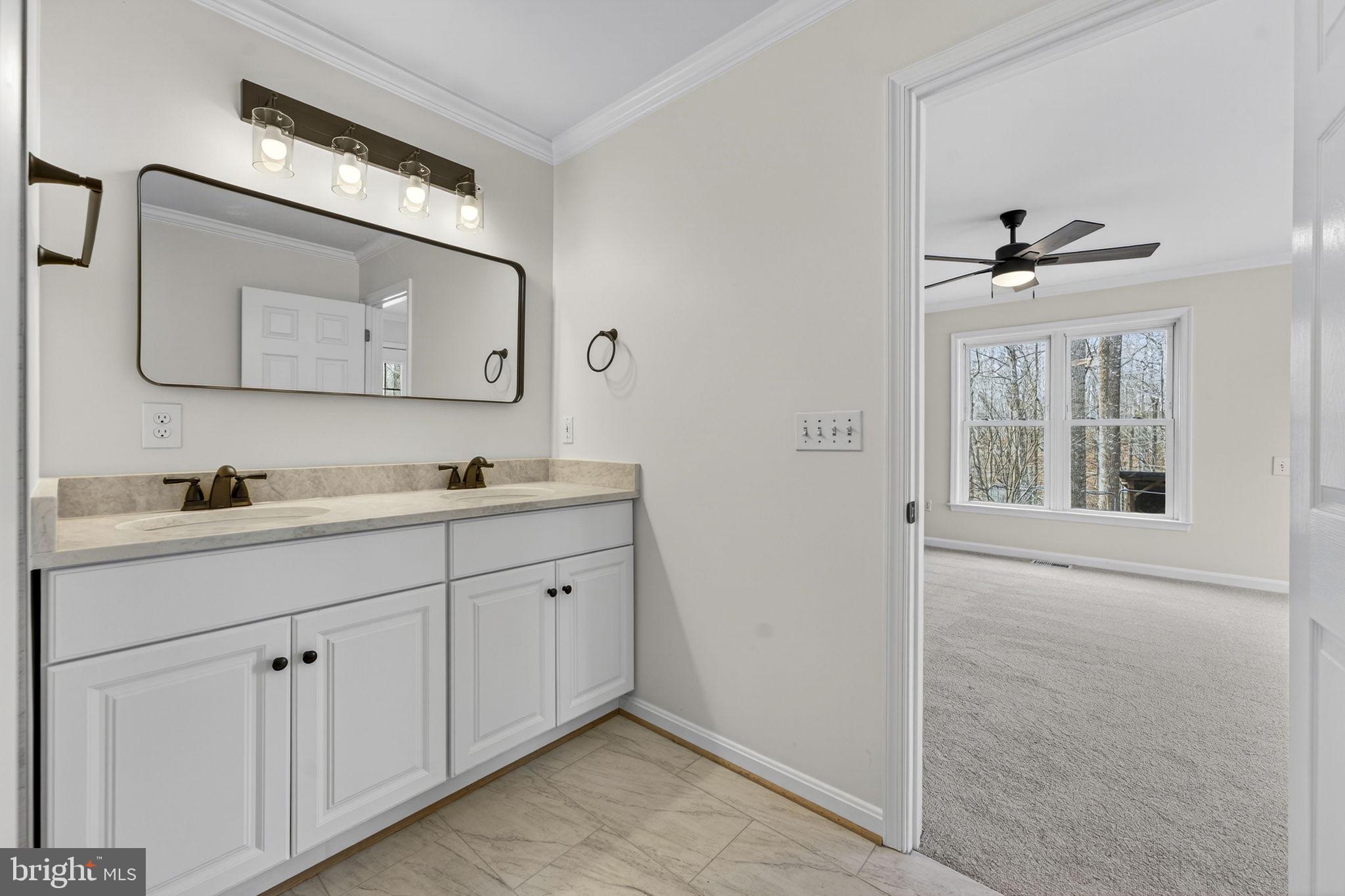 584 South Poes Road Amissville, VA 20106 - Photo 51 of 82 a bathroom with 2 sink and a mirror