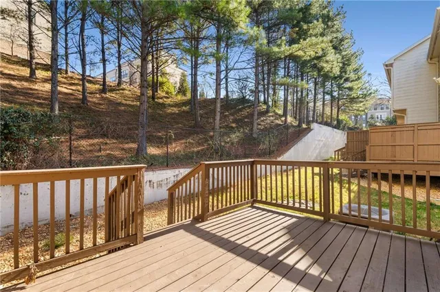 a view of a wooden bridge