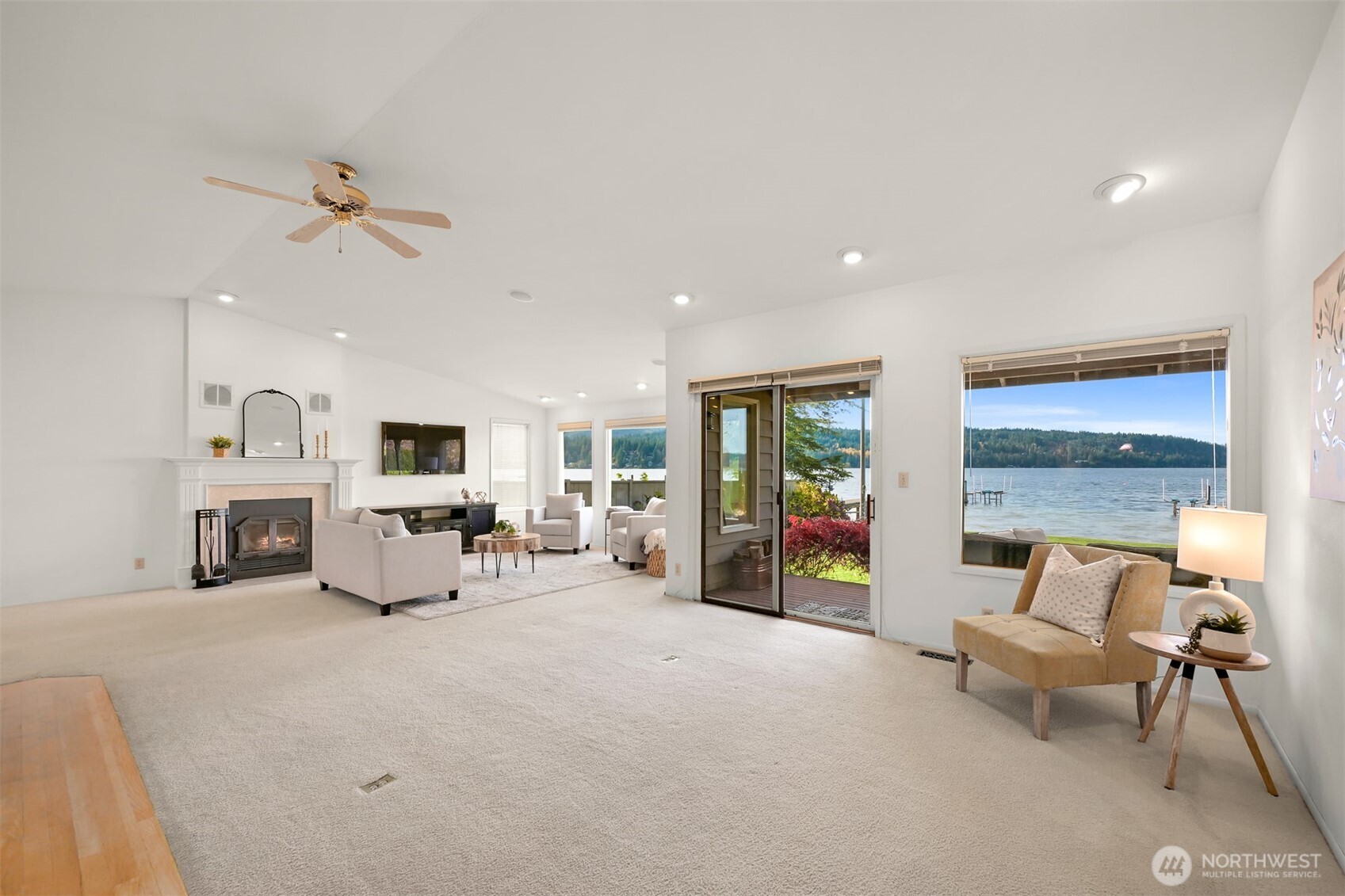 3187 North Shore Road Bellingham, WA 98226 - Photo 11 of 40 a view of a livingroom with furniture and a flat screen tv