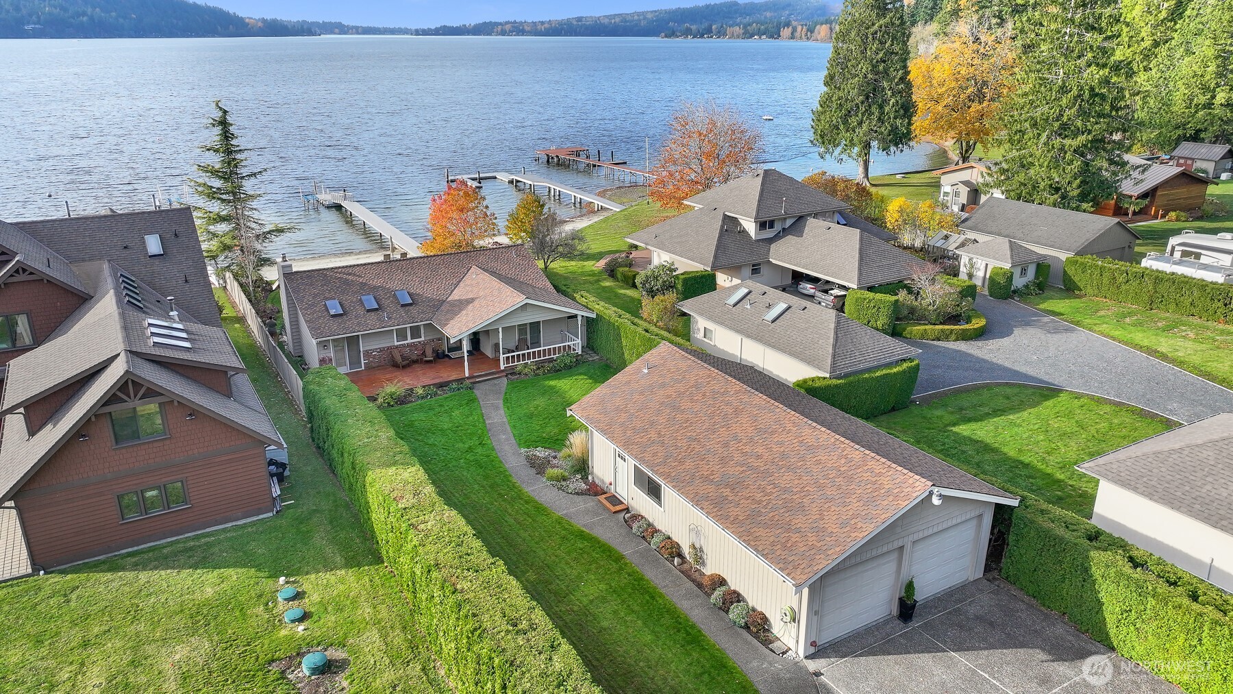 3187 North Shore Road Bellingham, WA 98226 - Photo 3 of 40 an aerial view of a house with a garden