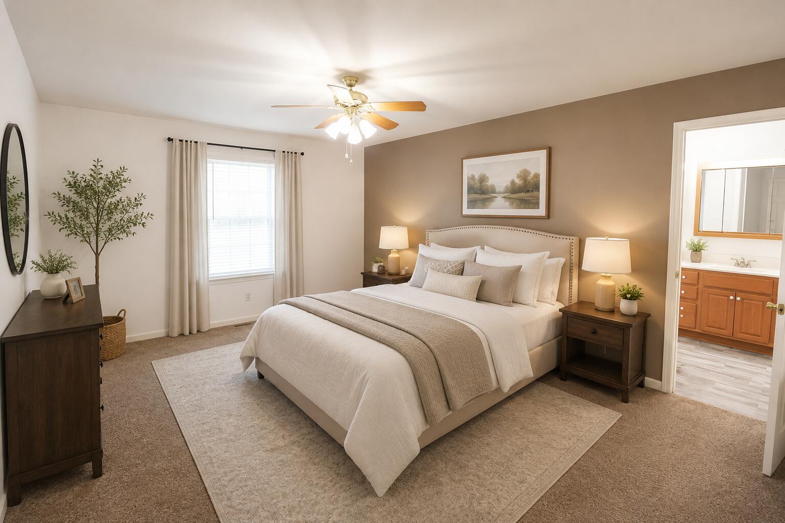 522 Pheasant Run Rensselaer, IN 47978 - Photo 34 of 55 a bedroom with a bed and a chandelier