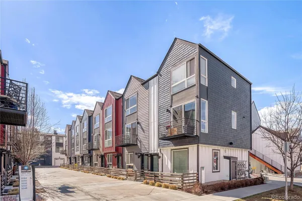 a front view of a building with a street