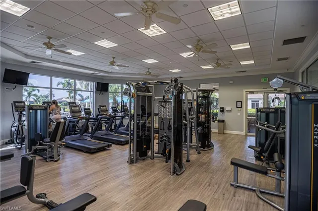 a view of a room with gym equipment