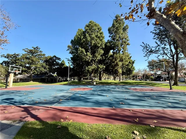 a view of a park with slide