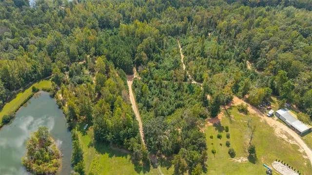 a view of a yard and trees
