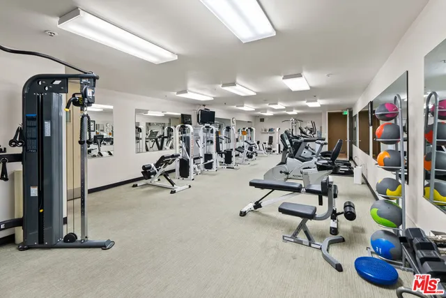 a view of a room with gym equipment