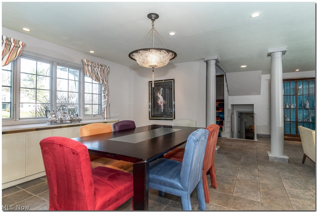The dining room opens seamlessly to the living room so together they are a perfect entertaining duo.