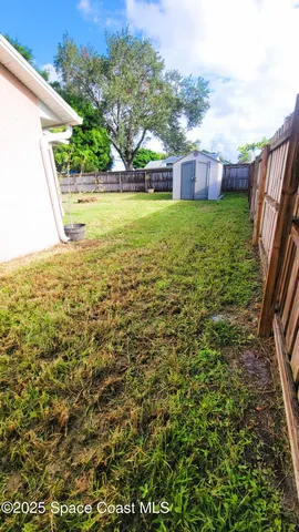 a view of a house with backyard and a tree