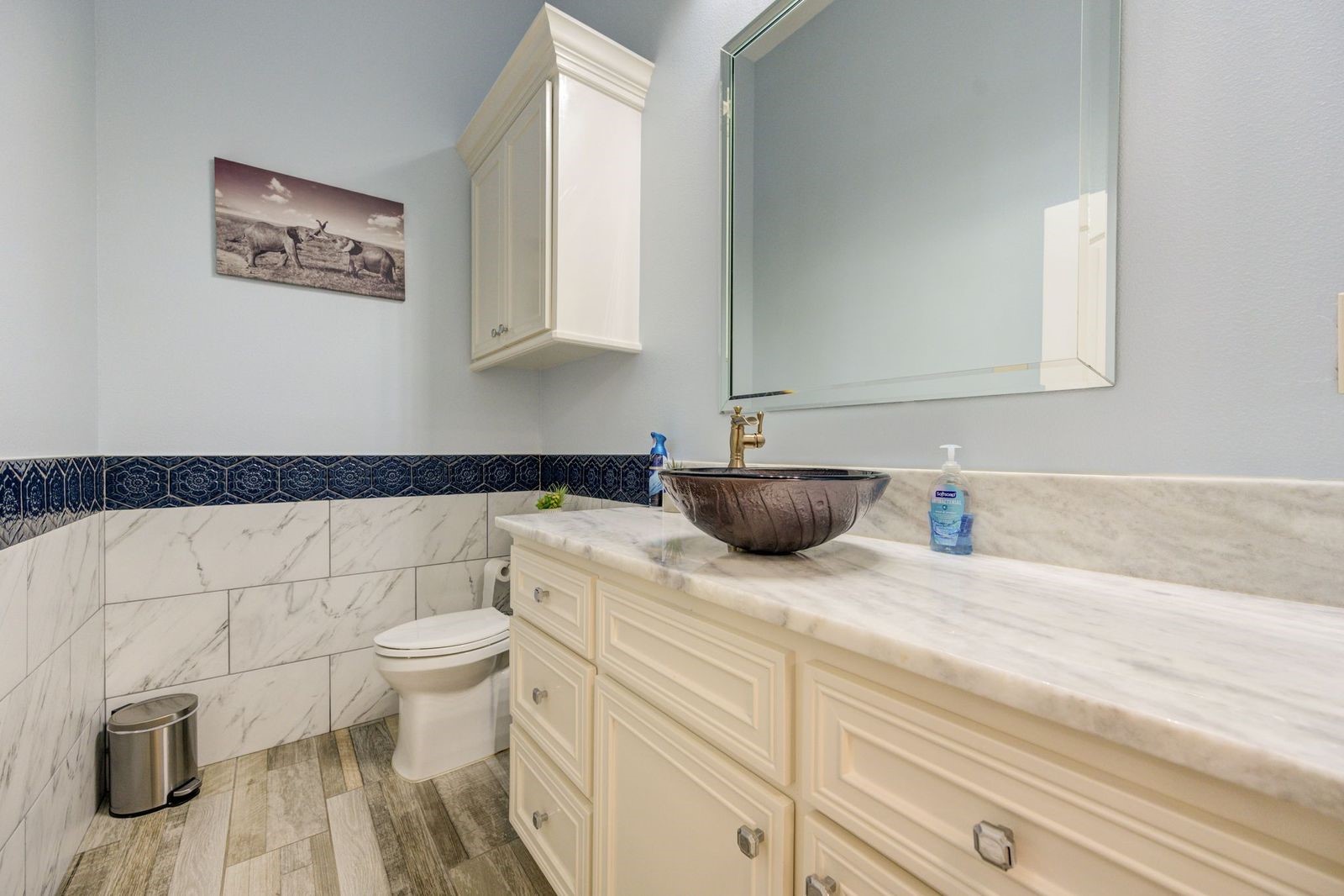 21038 Angus Drive Cleveland, TX 77328 - Photo 43 of 49 a bathroom with a granite countertop sink and a toilet