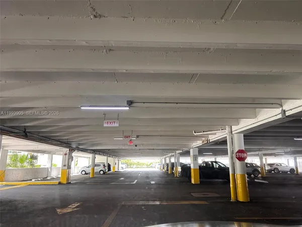 a view of parking garage with view