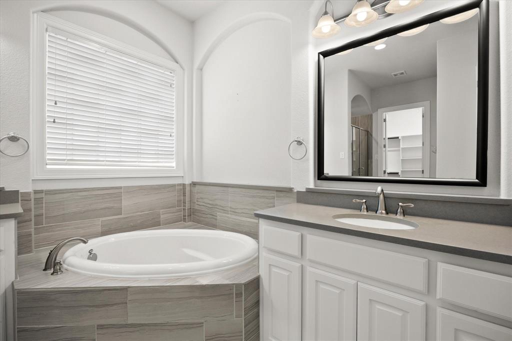 4861 Verbena Way Prosper, TX 75078 - Photo 25 of 38 a bathroom with a sink and a mirror