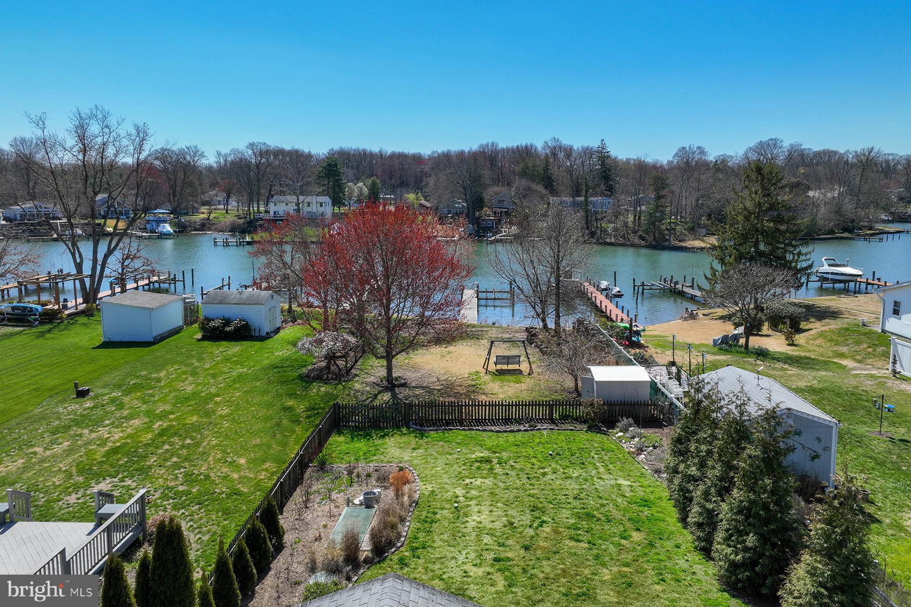 1921 Orchard Point Road Pasadena, MD 21122 - Photo 45 of 48 Aerial view of fenced yard to the water