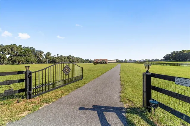 a view of a lake with a garden