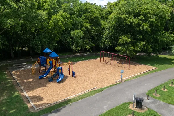 a park view with a tree