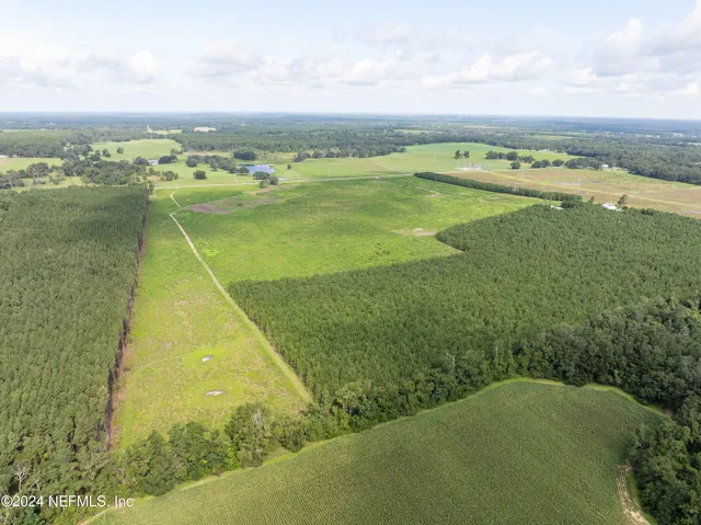 a view of a lake with a yard