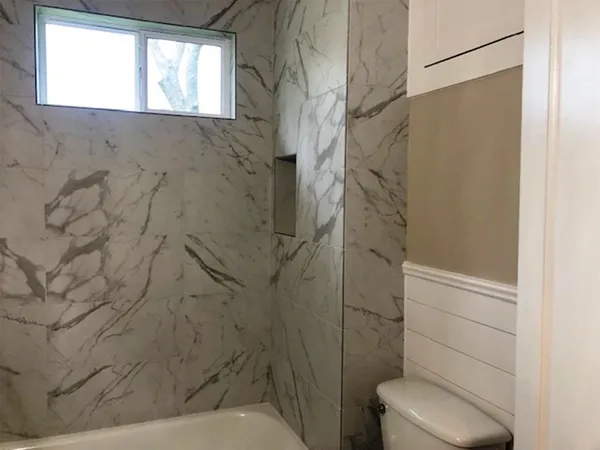 a bathroom with a shower