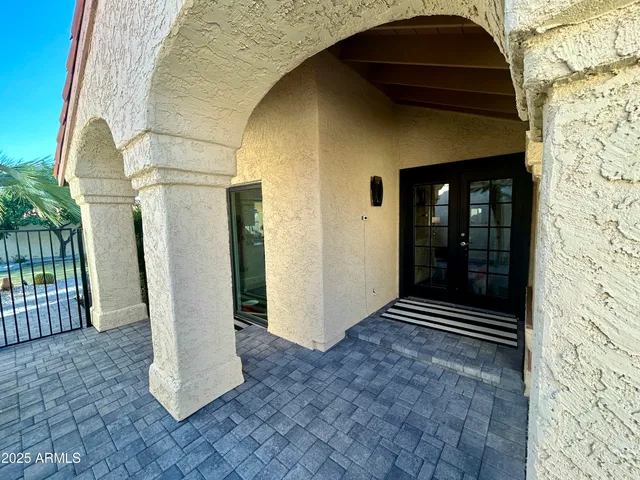 a view of wooden door