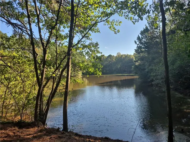 a view of a lake with a mountain