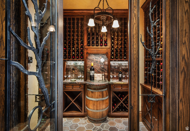 2322 North Westward Ho Road Heber City, UT 84036 - Photo 22 of 54 Wine room featuring suspended lighting