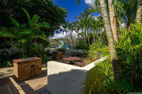 a view of a backyard with plants