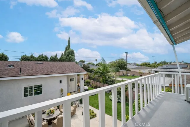 a view of a balcony with an outdoor space