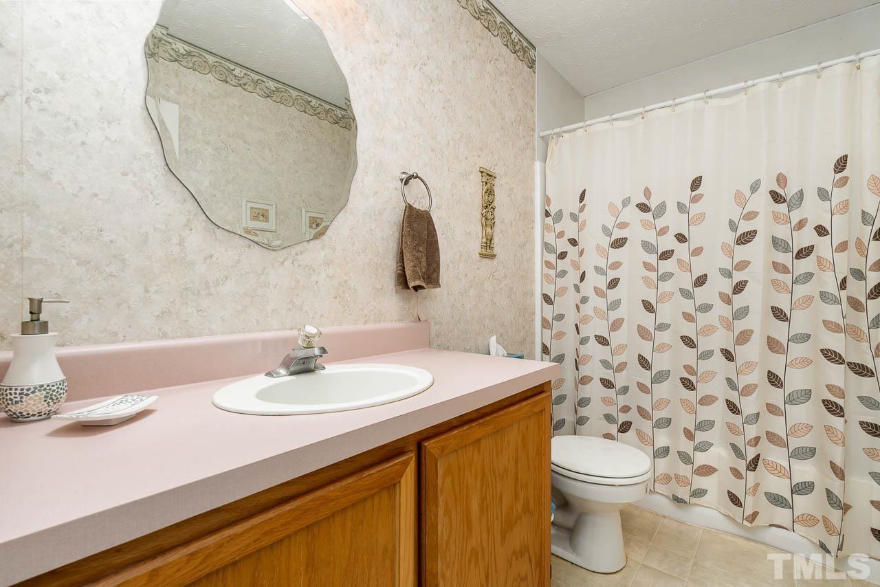 3255 Walters Road Creedmoor, NC 27522 - Photo 13 of 19 a bathroom with a sink a toilet and a mirror