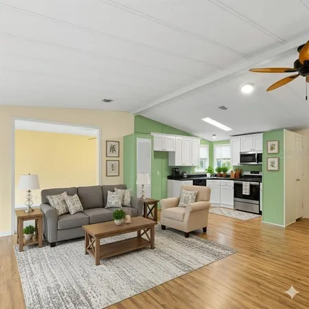 a living room with furniture