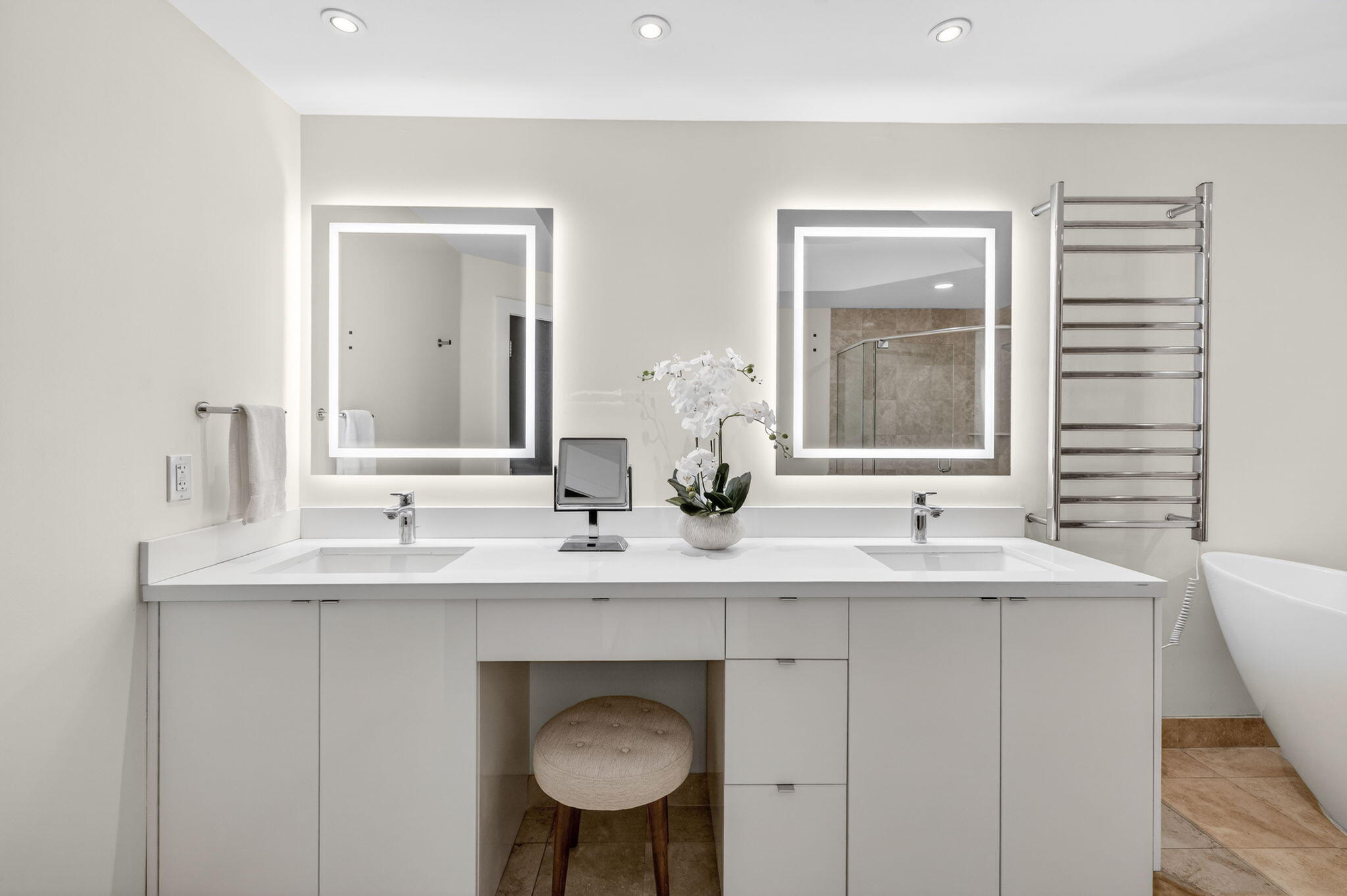 100 South Birch Road, Unit 803 Fort Lauderdale, FL 33316 - Photo 29 of 57 a bathroom with a double vanity sink mirror and