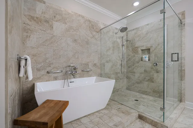 a bathroom with a sink and a shower