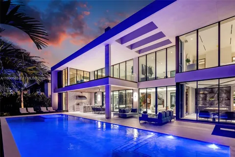 a view of a swimming pool with lounge chair