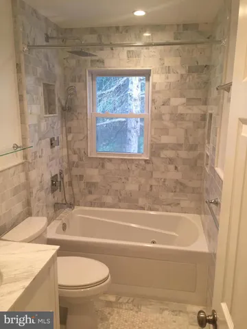 a bathroom with a toilet and a bathtub