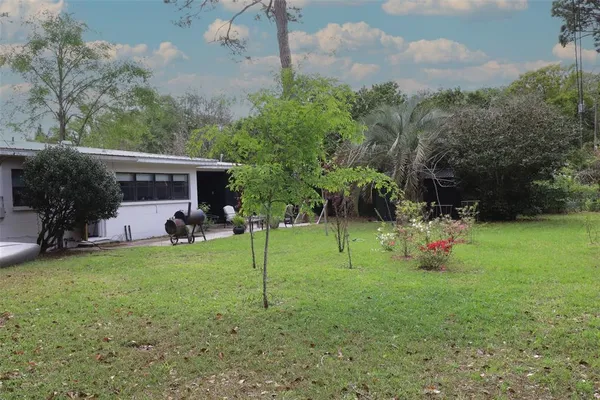 a view of house with backyard