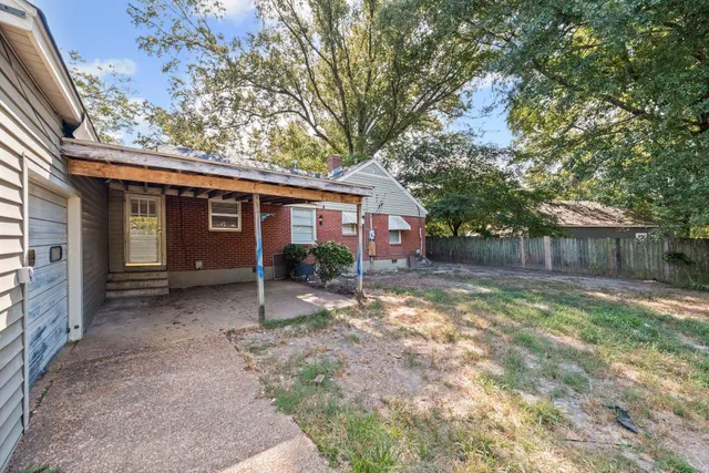 a view of a yard with a tree