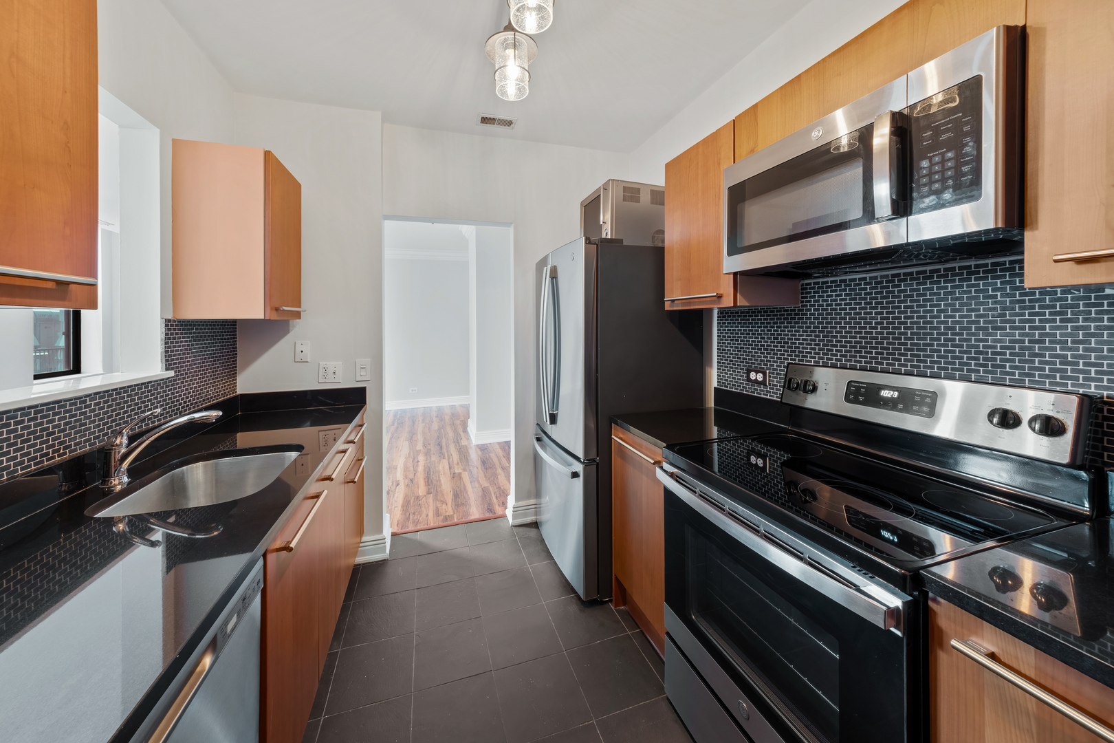 780 South Federal Street, Unit 407 Chicago, IL 60605 - Photo 12 of 20 a kitchen with a stove a sink and a microwave