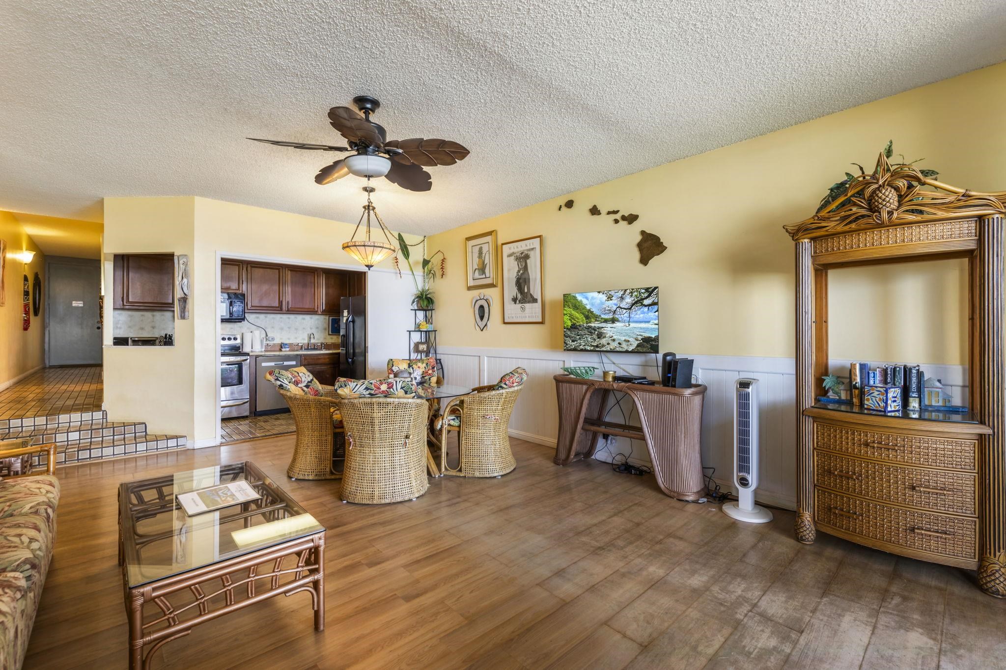 3875 Lower Honoapiilani Road, Unit B205 Lahaina, HI 96761 - Photo 17 of 28 a living room with furniture and kitchen view