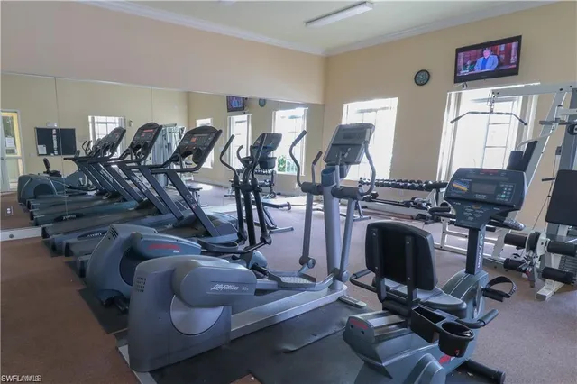 a view of a room with gym equipment