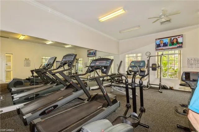 a view of a room with gym equipment