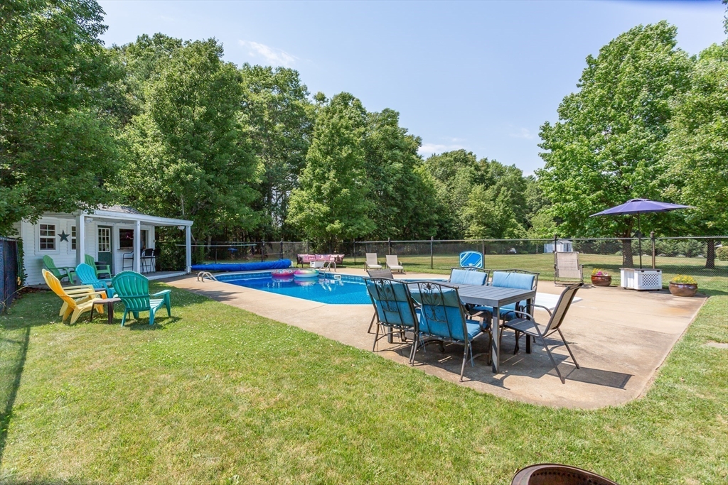 39 Nachaomet Road Lakeville, MA 02347 - Photo 32 of 42 a view of a house with backyard patio and swimming pool