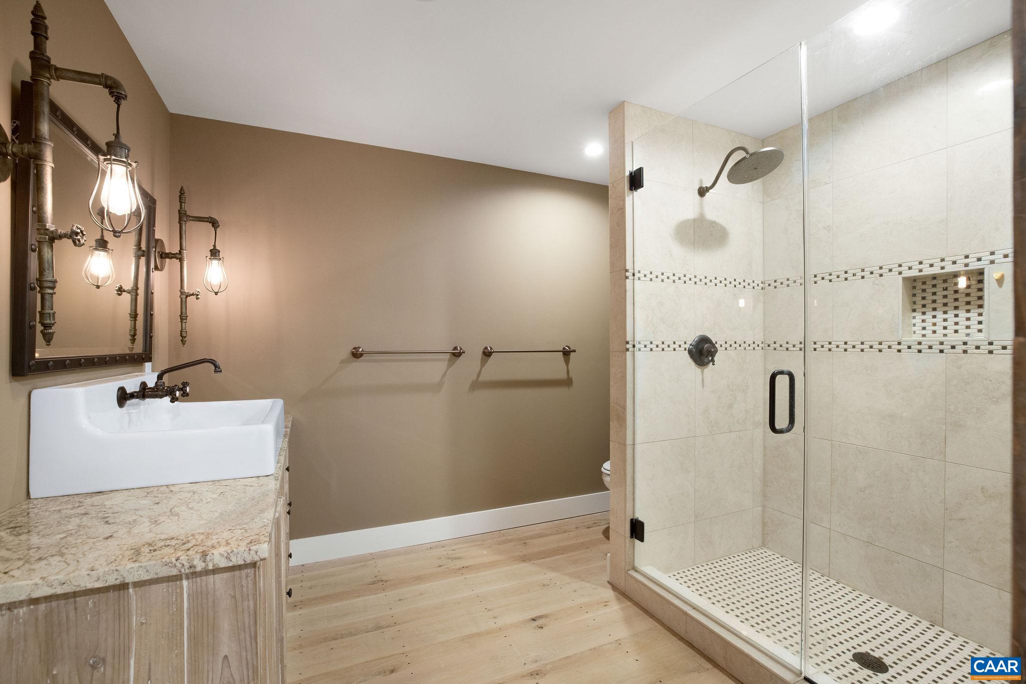 5620 Blenheim Road Charlottesville, VA 22902 - Photo 31 of 59 a bathroom with a granite countertop shower sink and mirror