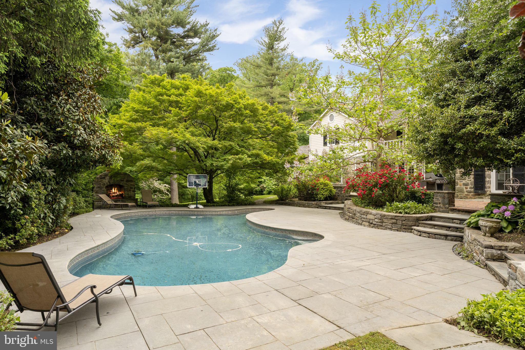 569 County Line Road Wayne, PA 19087 - Photo 54 of 64 Heated Pool & Outdoor Fireplace