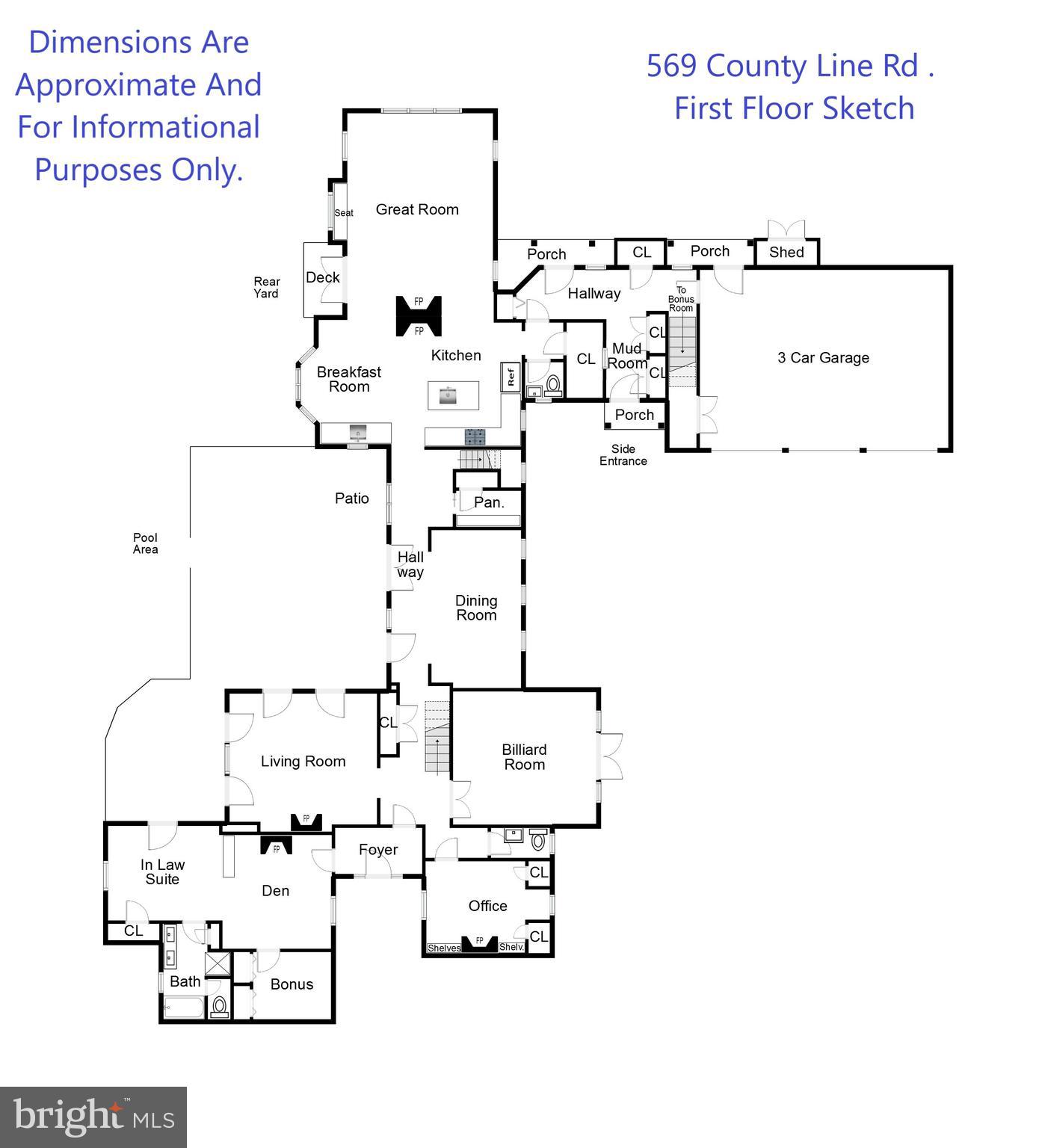 569 County Line Road Wayne, PA 19087 - Photo 63 of 64 1st Floor Sketch
2nd Fl & Apartment Available