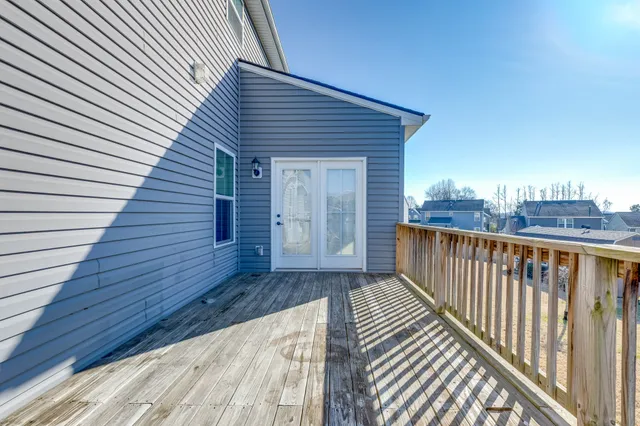 a view of wooden balcony