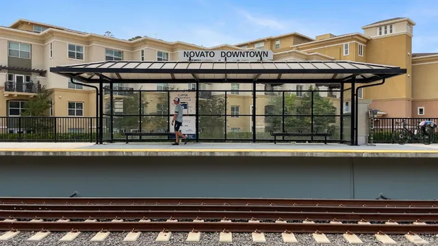 a front view of a building with a street