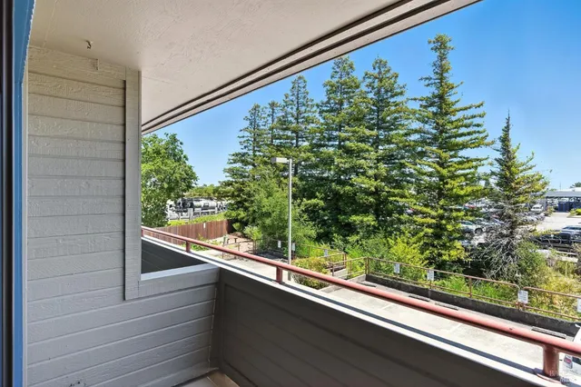 a view of a balcony and a plant