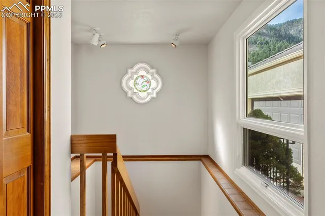 a view of an entryway with a fireplace